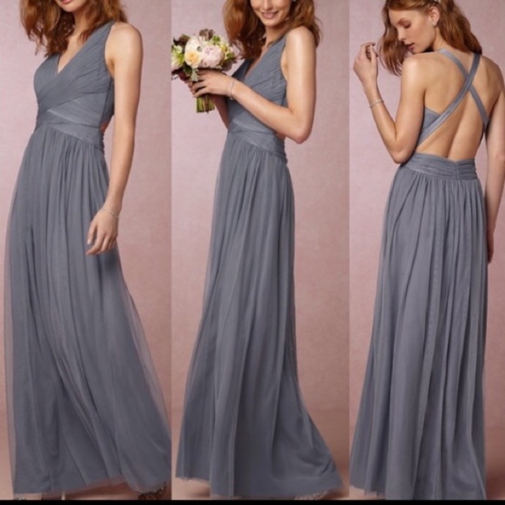 Hitherto (BHLDN) Edith Dusty Blue bridesmaid gown